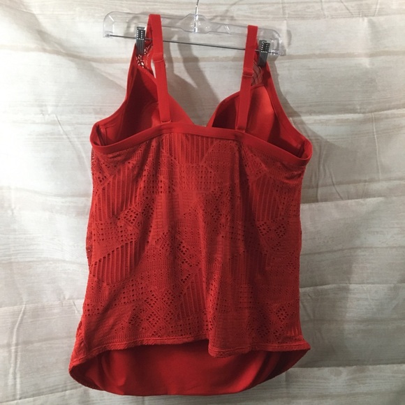 Cacique Swim Ladies Red Lace Bathing Suit Top 44H - Picture 4 of 5